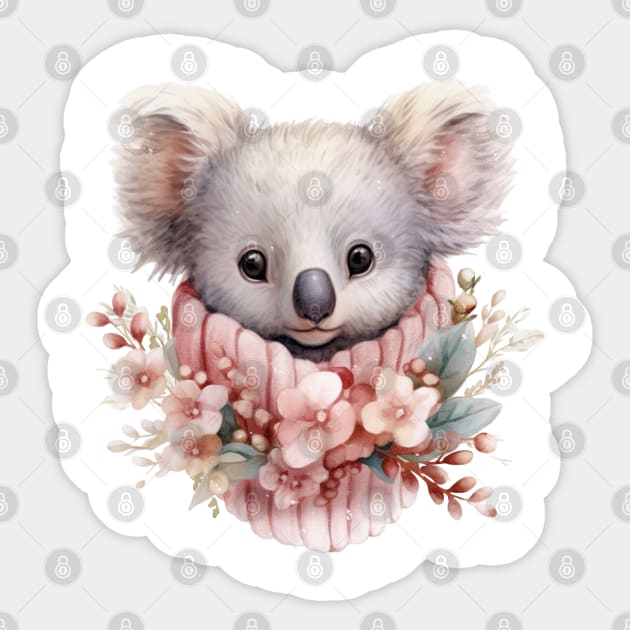 Pink Christmas Koala Sticker by Chromatic Fusion Studio